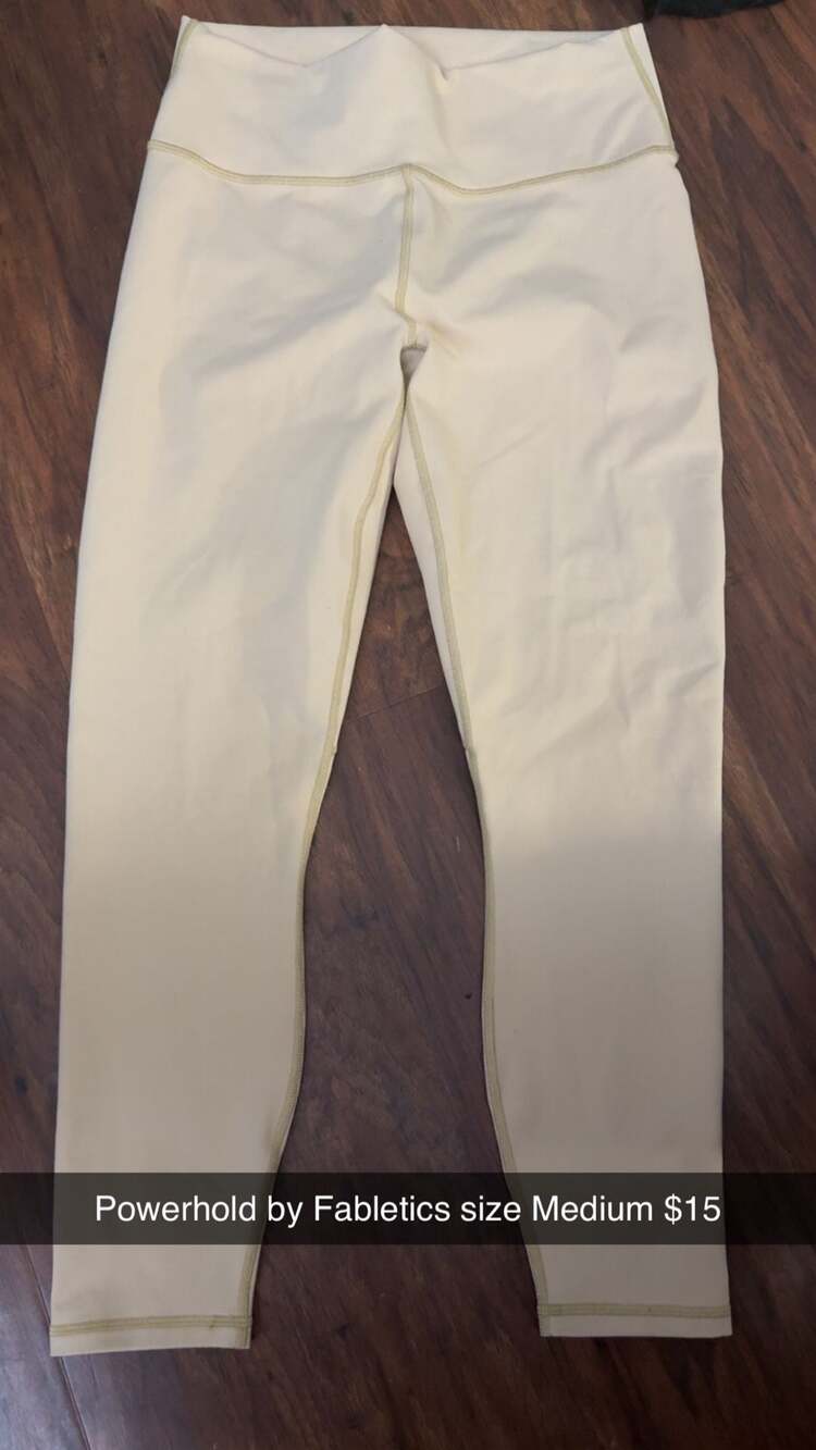 Fabletics PowerHold High-Waisted Leggings in Yellow Size Medium